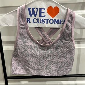 TLA - by Morgan Stewart - pink snake cross back sports bra - size M/L